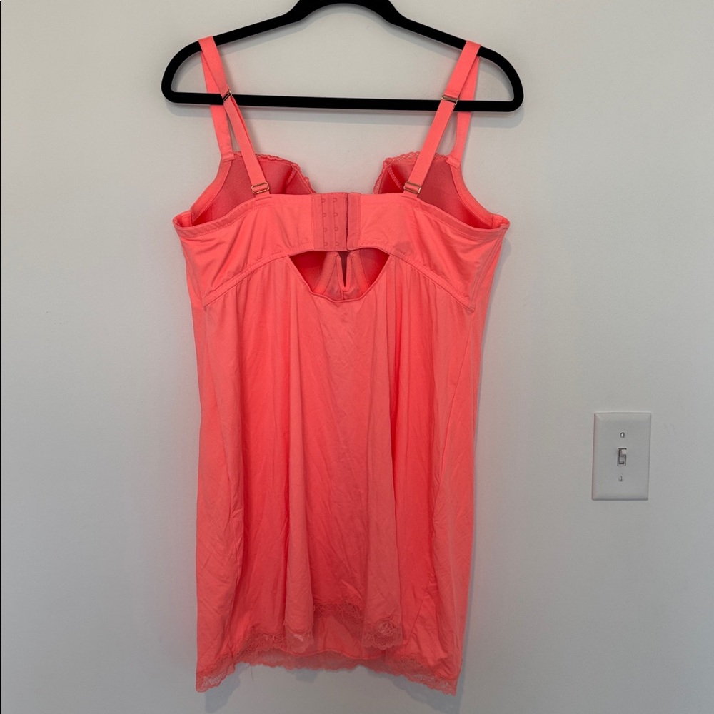 Cacique Vibrant Orange/Pink Lace Nightgown Slip - Size 42DDD - Picture 6 of 8